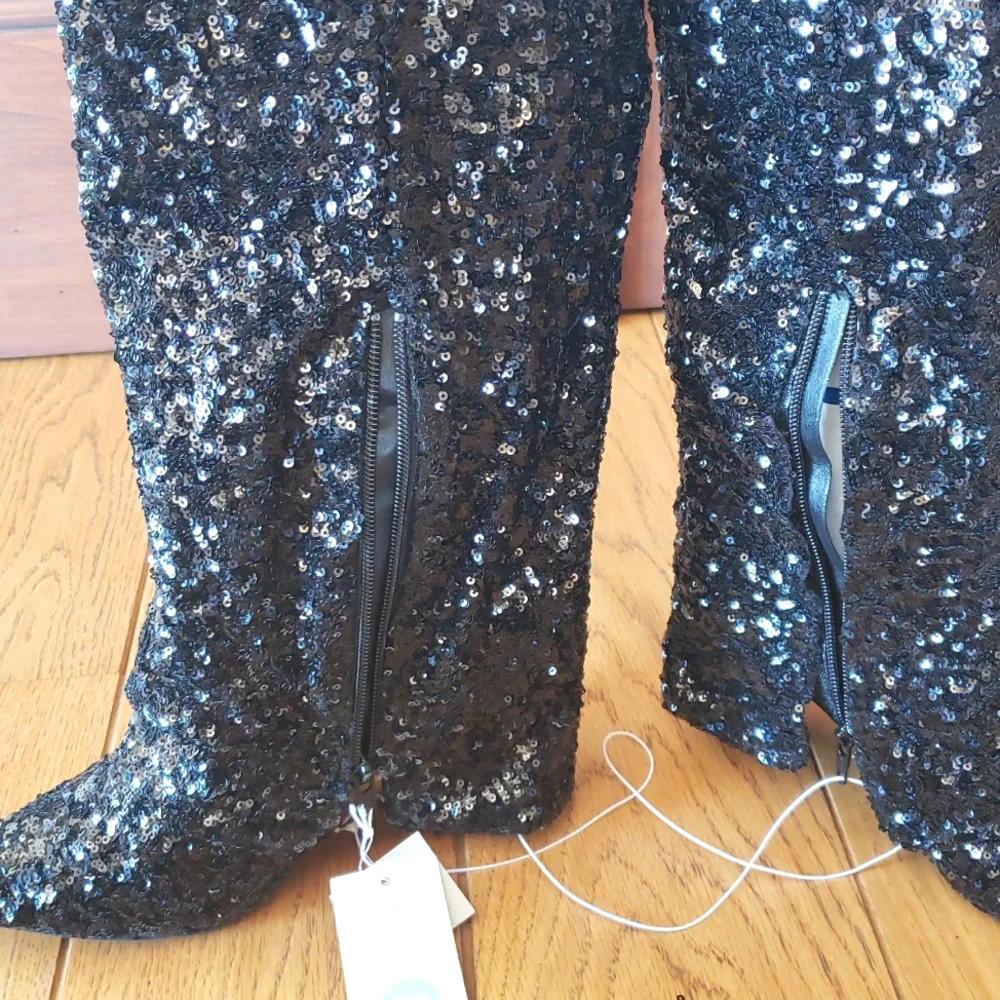 NWT A New Day Sequin Black Women's Boots Size 8.5 - Picture 10 of 14
